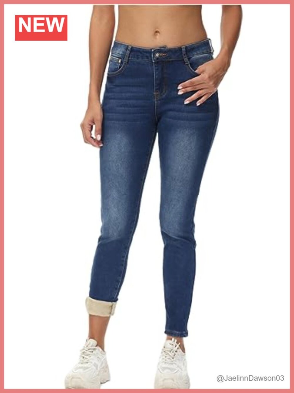 Fleece Lined Skinny Jeans High Waisted Thermal Stretch Winter Warm Pants